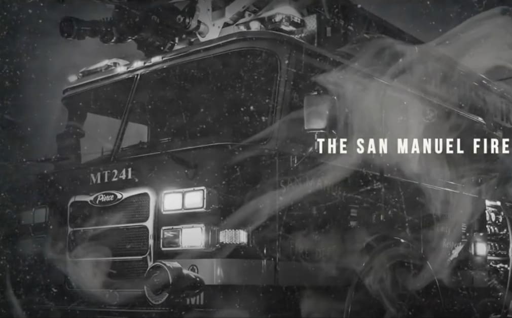 Fire truck in smoke